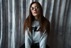 women, portrait, Fila, glasses