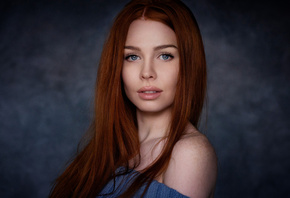 women, face, redhead, simple background, portrait