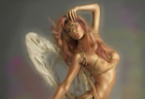 angel, hands, wings, hair, body, pose, girl, face