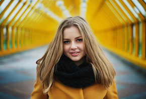 women, blonde, portrait, women outdoors, smiling, depth of field