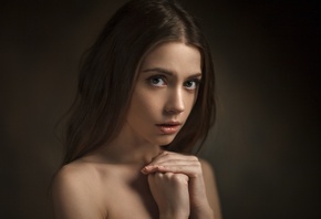 women, face, portrait, simple background, Ksenia Kokoreva, Xenia Kokoreva