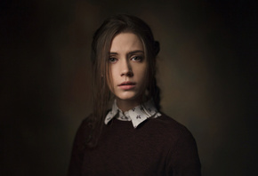 women, portrait, simple background, face, Xenia Kokoreva, Ksenia Kokoreva