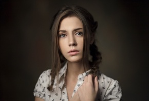 women, Xenia Kokoreva, Ksenia Kokoreva, model, face, portrait, simple backg ...