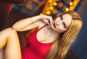 women, blonde, portrait, brunette, depth of field, blue eyes, painted nails, necklace