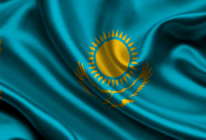 Казахстан, флаг, 3d, Kazakhstan, flag
