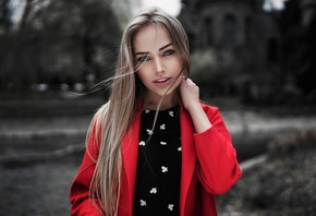 women, blonde, portrait, Ivan Gorokhov, depth of field, women outdoors