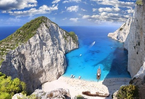 Греция, горы, скалы, море, пляж, красиво