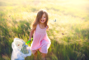 Edie Layland, ребёнок, девочка, малышка, платье, природа, лето, поле, травы ...