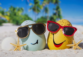 summer, happy, beach, eggs, funny, glasses, cute, tropical
