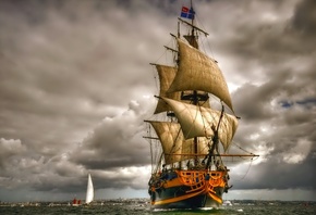 парусные, корабли, яхты, регата, Grand Turk, море, небо, облака