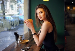 portrait, women, sitting, smiling