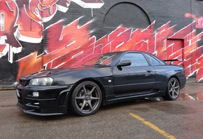 Nissan, skyline, GT-R, R34, Black, 