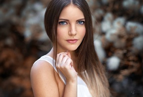 women, face, portrait, depth of field, women outdoors, blue eyes