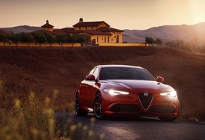 Alfa Romeo, суперкар, Италия, дорога, холмы