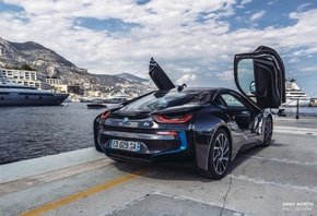 BMW, i8, black, Monaco