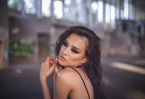 women, face, portrair, tanned, looking away