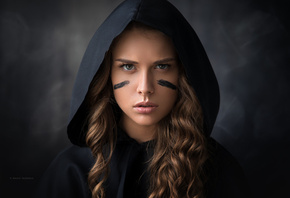 women, face, portrait, hoods