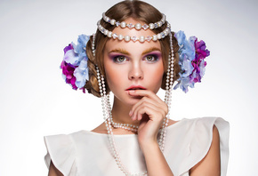 девушка, русая, модель, украшения, Andrey Zhukov, Анастасия Щеглова, макияж, ожерелье