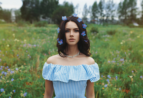 women, portrait, flowers, women outdoors