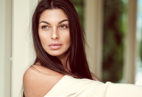 women, face, portrait, looking away