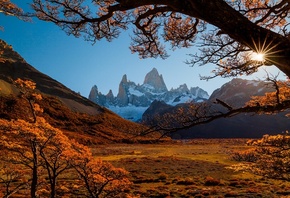 фитц рой, патагония, горы, закат, аргентина