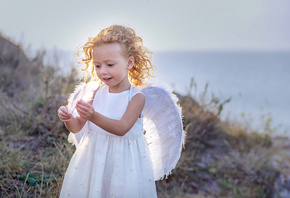 ребёнок, девочка, малышка, платье, крылья, ангел