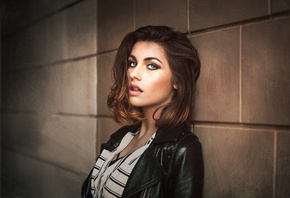 women, face, portrait, leather jackets