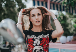 women, face, portrait, T-shirt, depth of field, Fotoshi Toshi, Anton Hariso ...