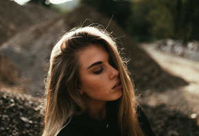 women, blonde, face, portrait, depth of field, women outdoors