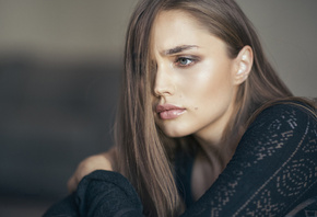 women, portrait, face, depth of field, looking away