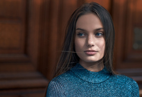 women, face, portrait, looking away, blue eyes