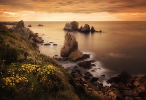 природа, пейзаж, океан, берег, скалы, закат природа, пейзаж, океан, берег, скалы, закат