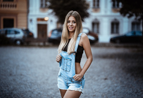 women, blonde, overalls, smiling, tanned, depth of field, women outdoors