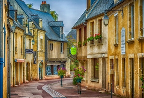 Франция, Нормандия, город, Bayeux, улица, дома