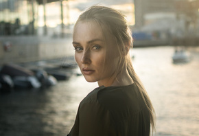 women, blonde, portrait, depth of field