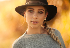 women, hat, blonde, portrait, face