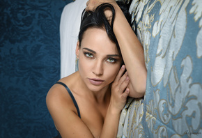 women, Angelina Petrova, face, portrait, in bed, model