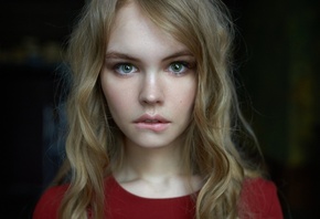 women, Anastasia Scheglova, blonde, model, face, portrait, green eyes