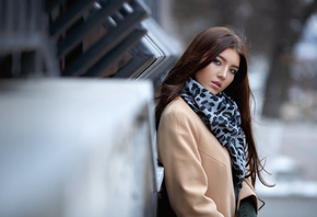 women, portrait, scarf, depth of field, women outdoors