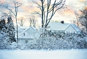 природа, зима, снег, деревья, дома