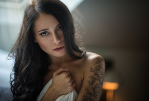 women, face, portrait, tattoo, depth of field