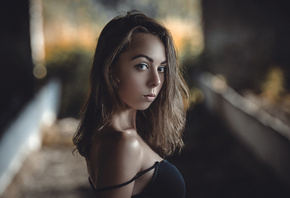 women, portrait, tanned, face, depth of field