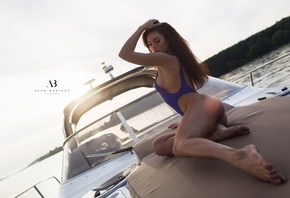 women, Alex Bazilev, tanned, ass, yachts, sideboob, women outdoors, sitting ...