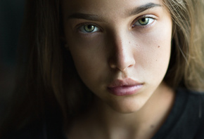 women, portrait, face, green eyes