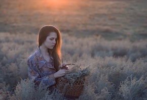 девушка, длинные волосы, поле, высокая трава, фотограф, катарина винниченко