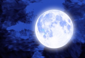 луна, полнолуние, небо, ночь, 3d графика