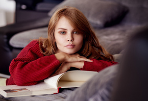 women, Anastasia Scheglova, face, portrait, books