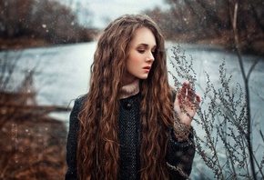 девушка, длинные волосы, на природе, речка, зима, фотограф, наталья меньтюг ...
