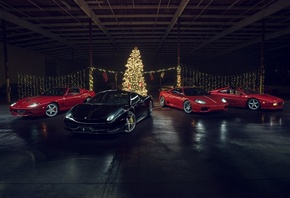 Ferrari, Феррари, суперкары, елка, темный фон