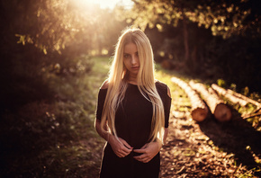 women, blonde, long hair, depth of field, women outdoors